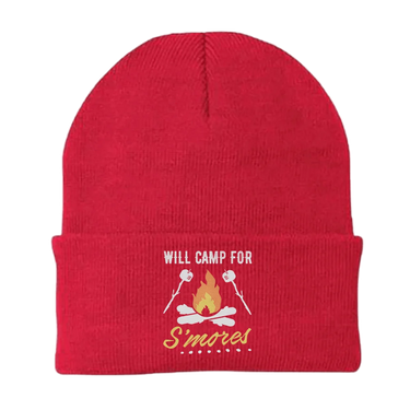 Will Camp For Smores Embroidered Beanie